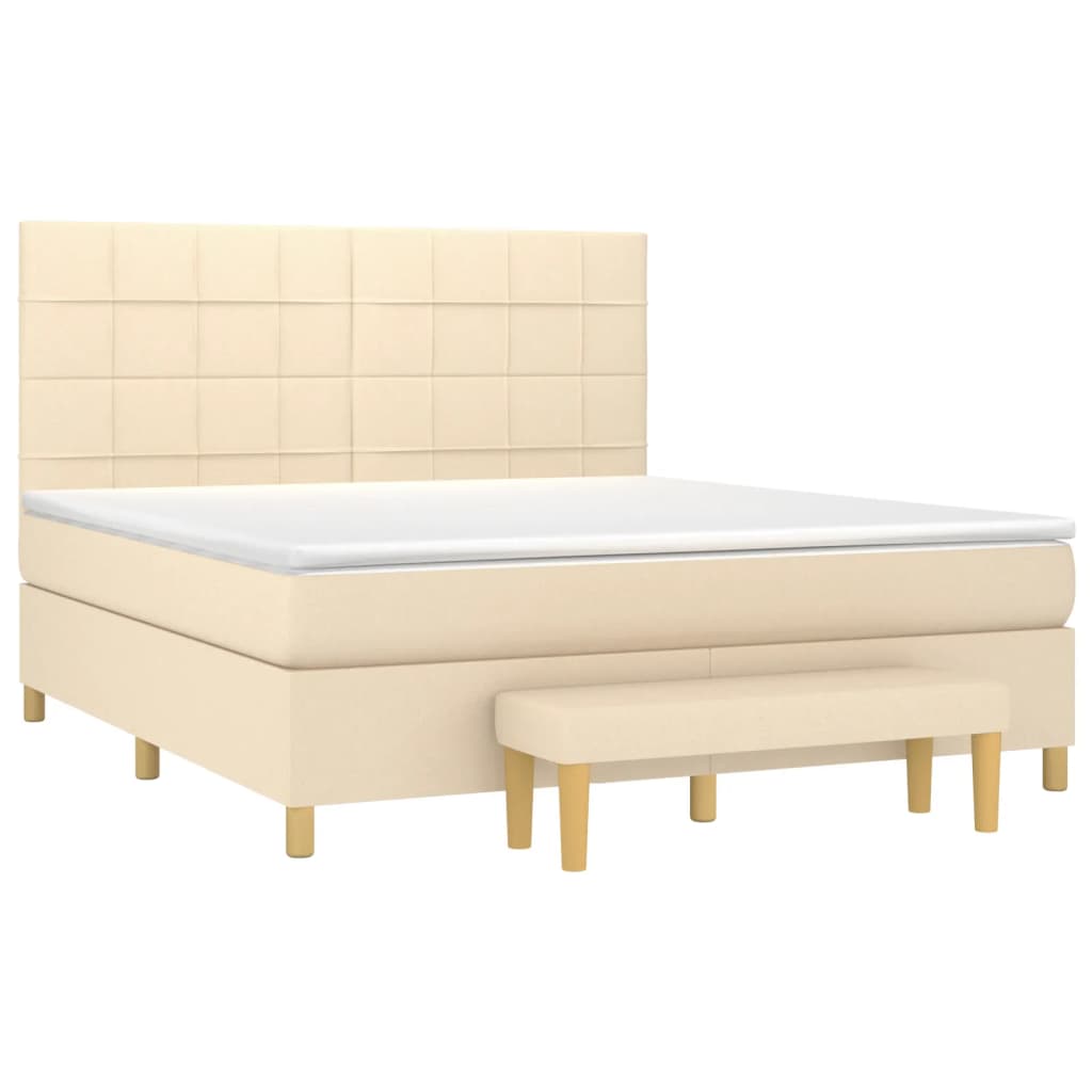 Cama com molas/colchão 160x200 cm tecido cor creme