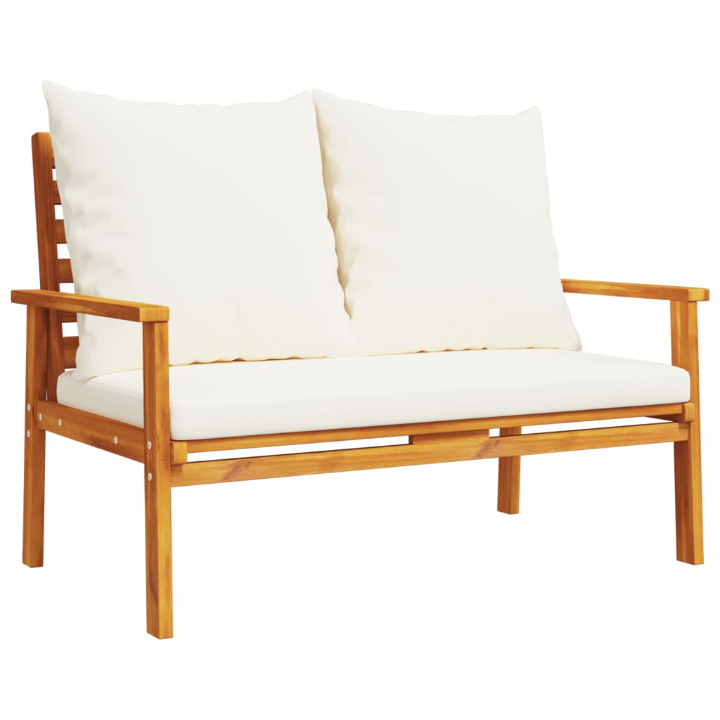 3 Pcs conjunto lounge de jardim c/ almofadões acácia maciça