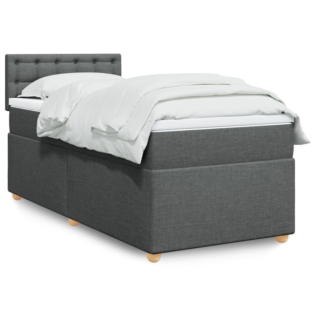 Cama com molas/colchão 90x190 cm tecido cinza-escuro