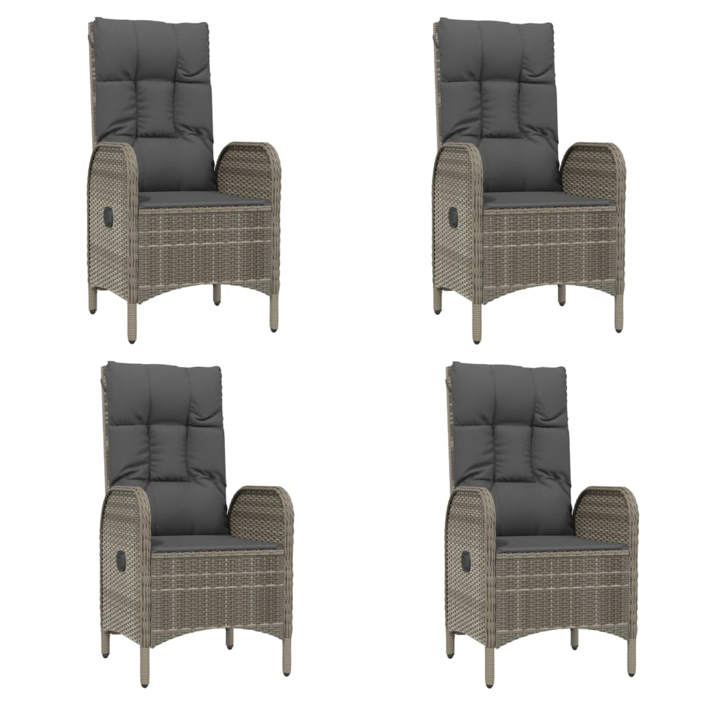 5 Pcs conjunto de jantar p/ jardim c/ almofadões vime PE cinza