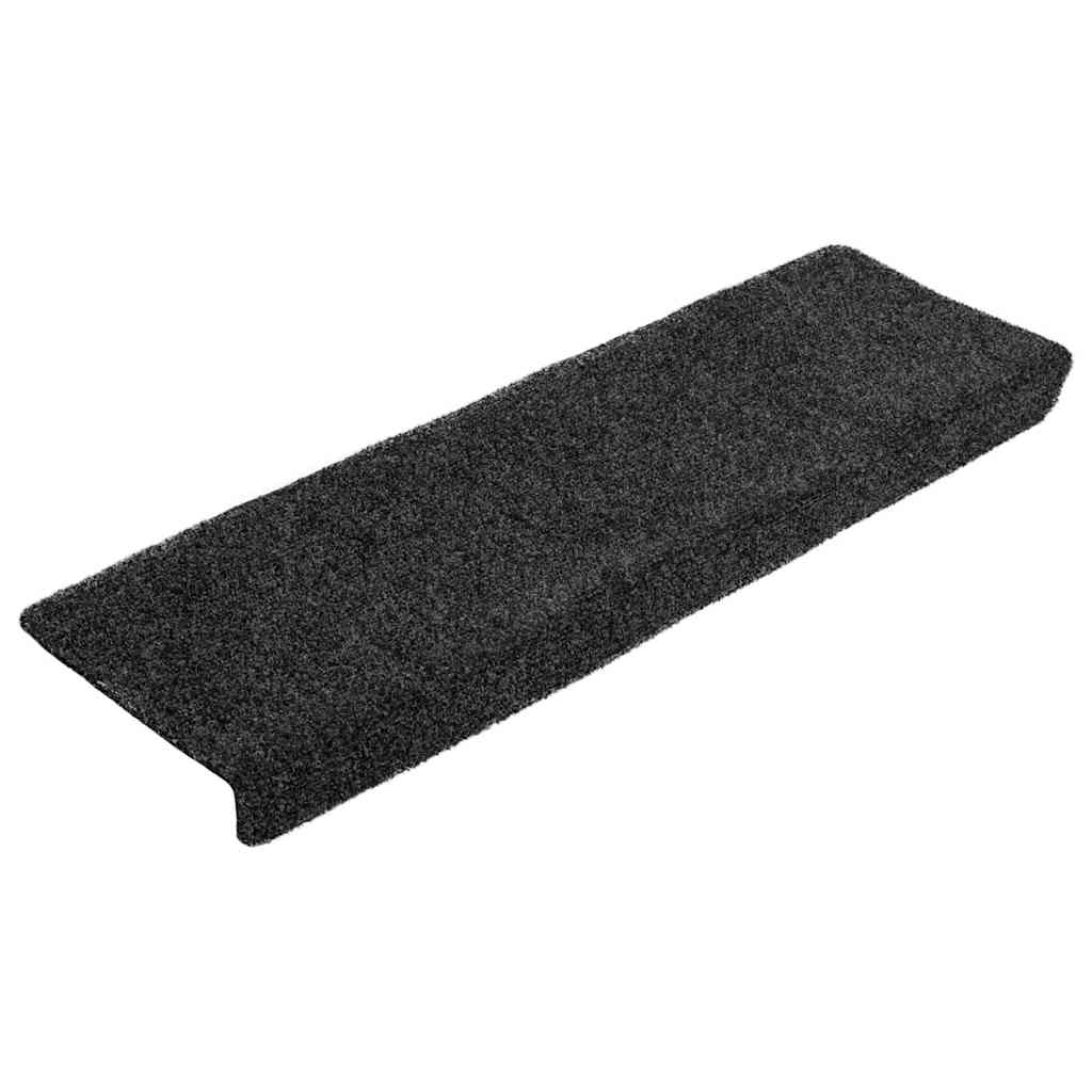 Tapetes de escada autoadesivos 20 peças 65x21x4 cm cinzento escuro com borda retangular