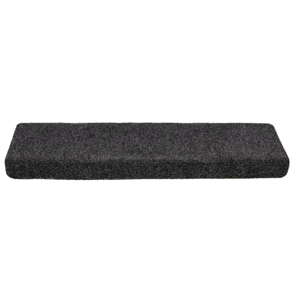 Tapetes de escada autoadesivos 20 peças 65x21x4 cm cinzento escuro com borda retangular