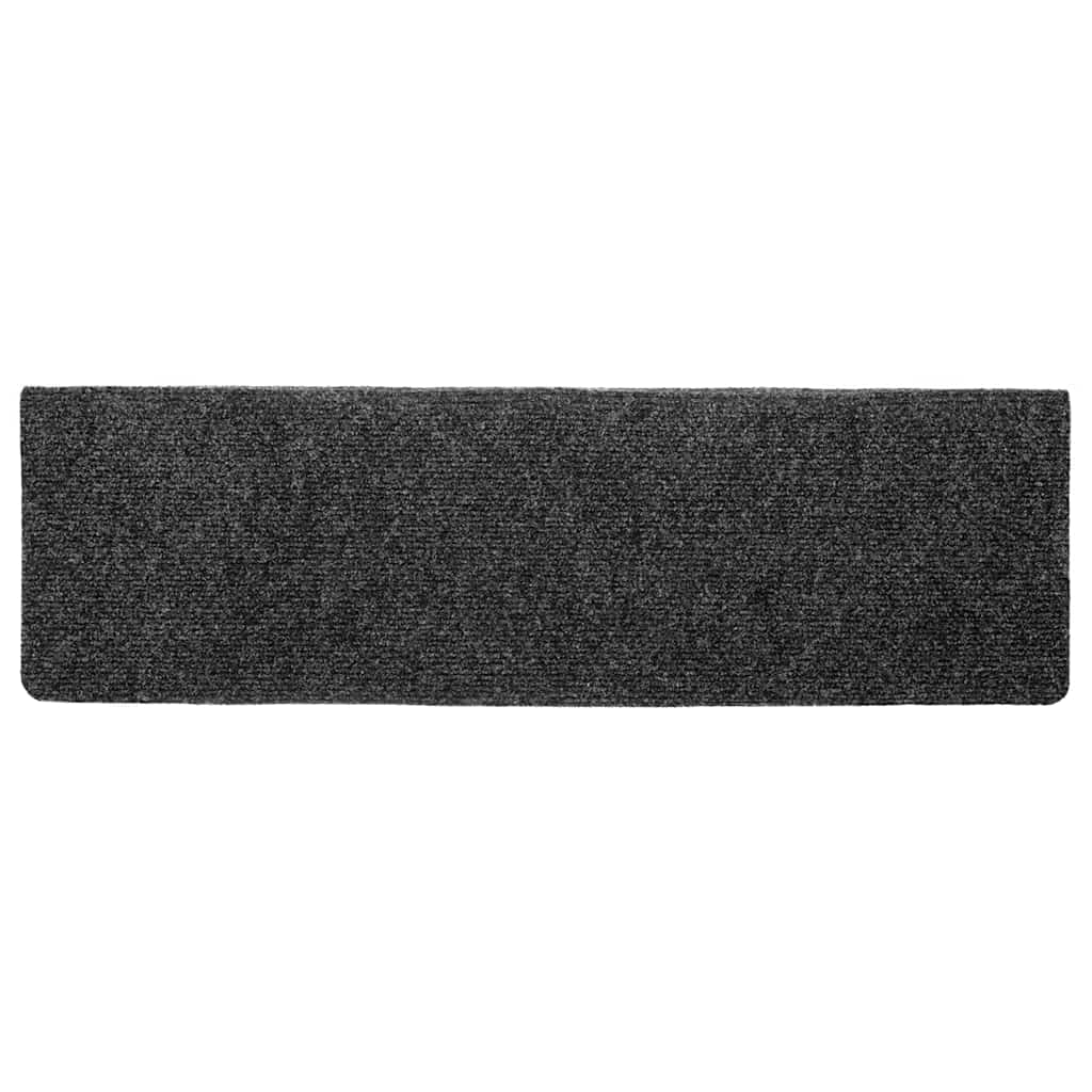 Tapetes de escada autoadesivos 20 peças 65x21x4 cm cinzento escuro com borda retangular