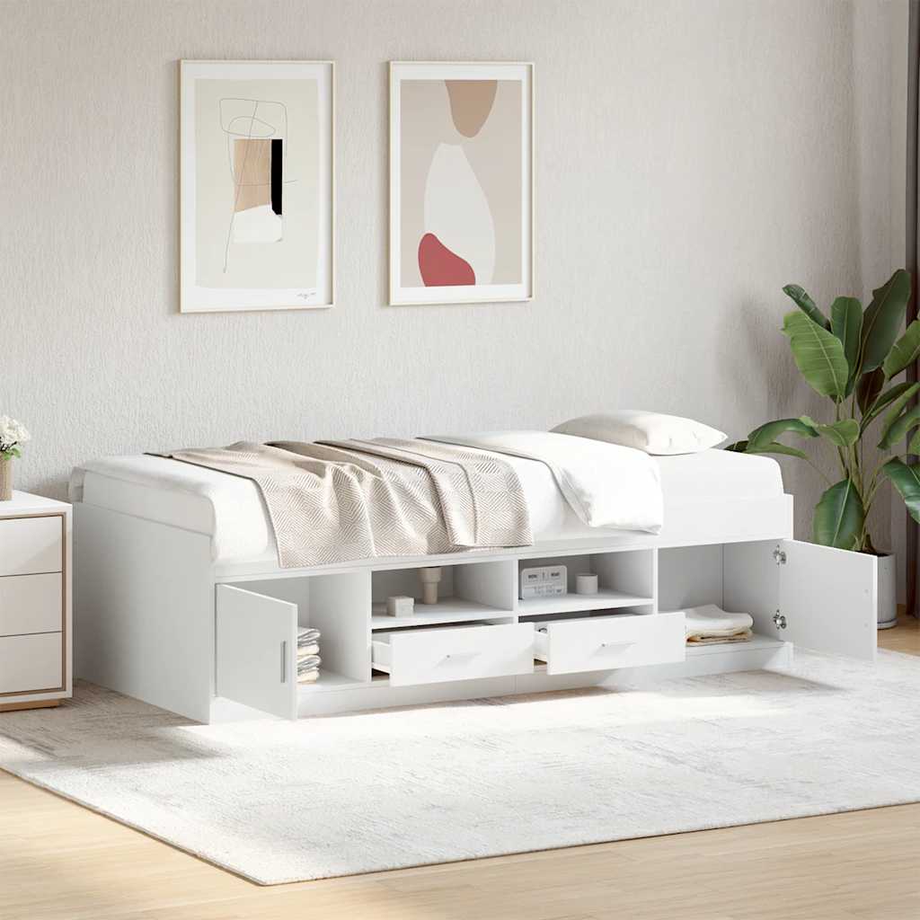 Sofá-cama com gavetas sem colchão 75x190 cm branco