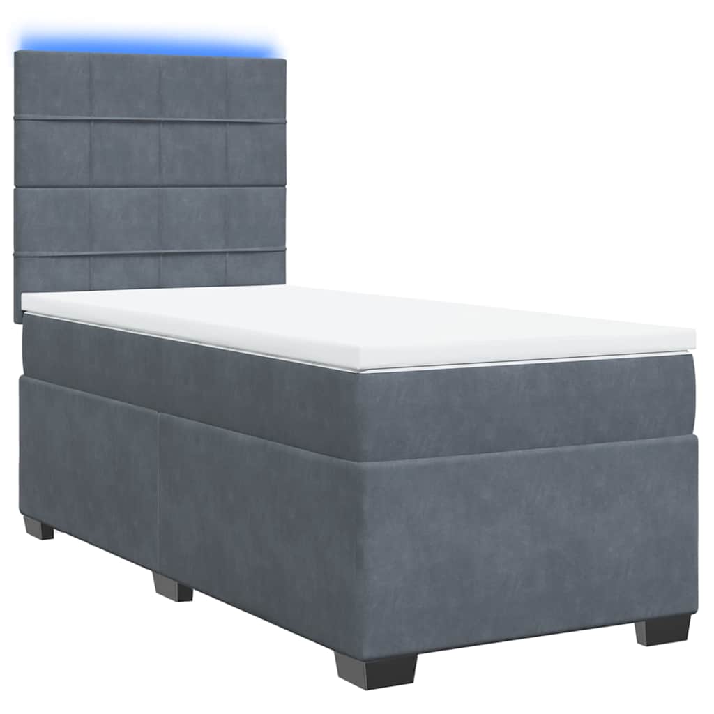 Cama com molas/colchão 80x200 cm veludo cinza-escuro