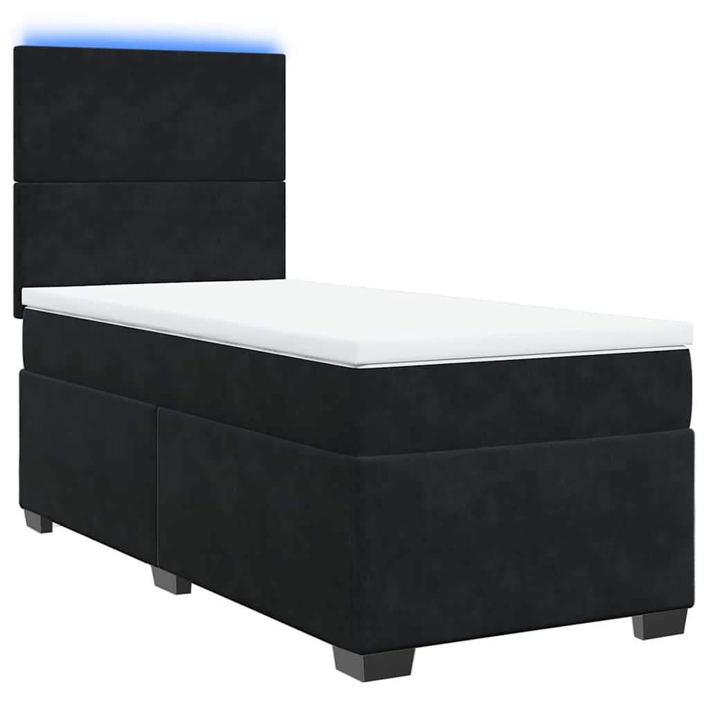 Cama com molas/colchão 100x200 cm veludo preto