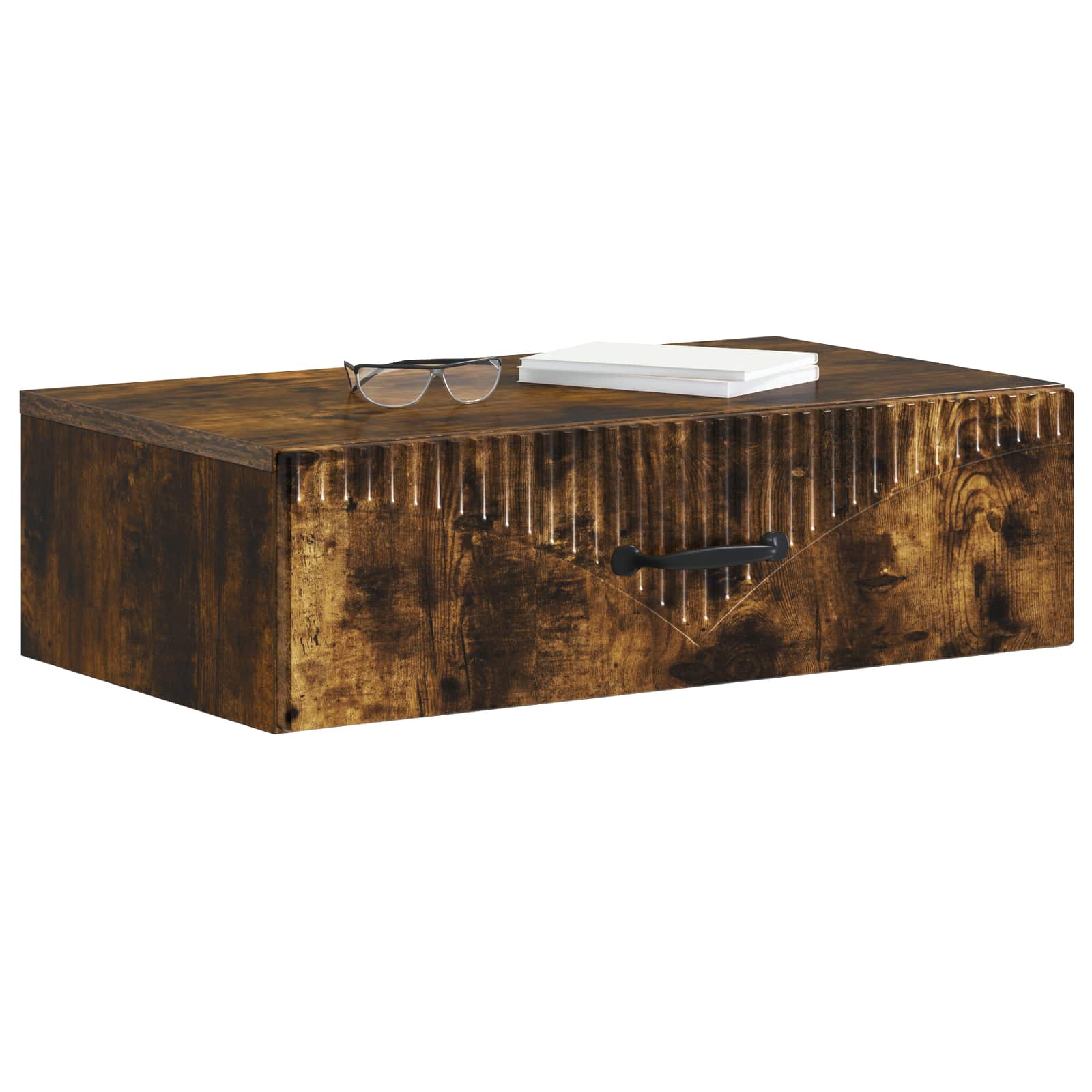 Mesa lateral de parede carvalho fumado 59 x 34,5 x 17 cm