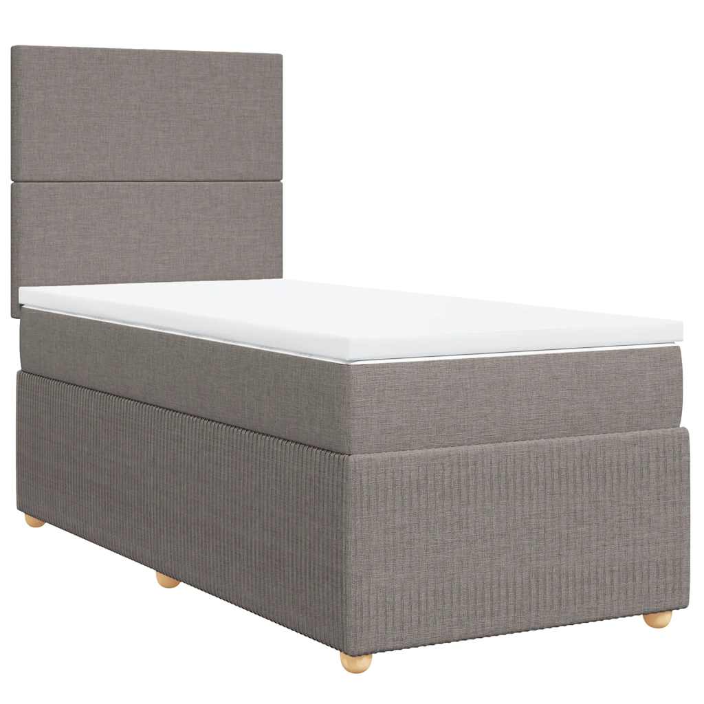 Cama com molas/colchão 90x200 cm tecido castanho-acinzentado