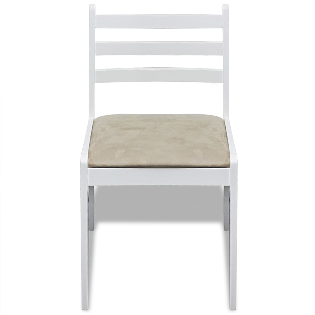 Cadeiras de jantar 6 pcs madeira maciça branco e veludo