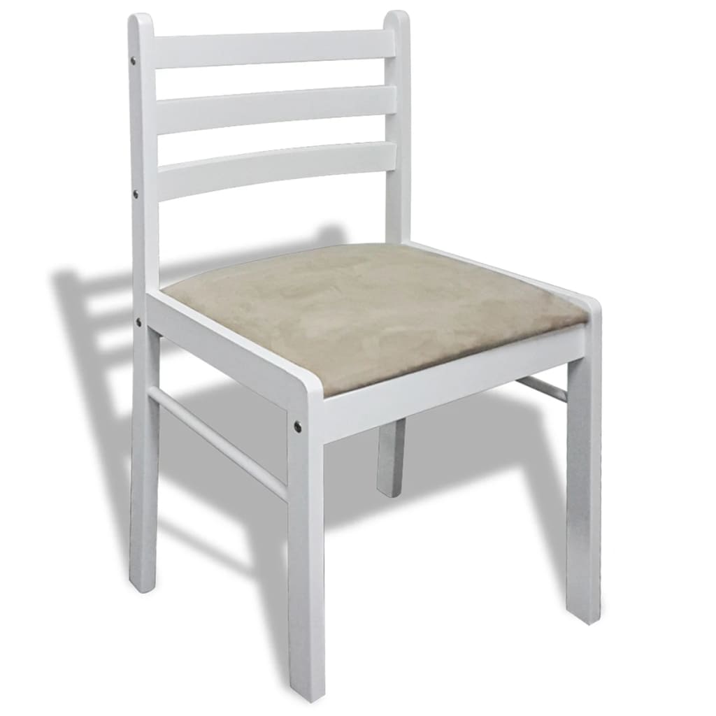 Cadeiras de jantar 6 pcs madeira maciça branco e veludo