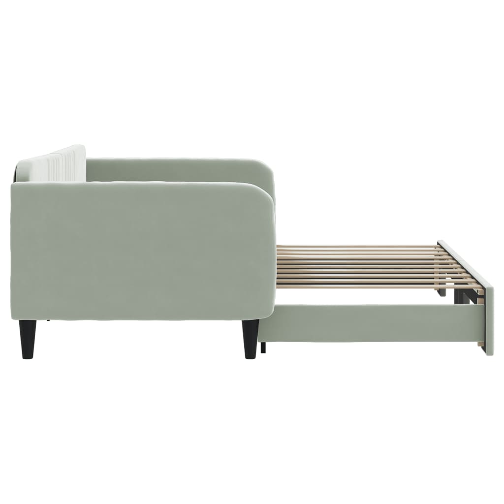 Sofá-cama com gavetão 90x190 cm veludo cinzento-claro