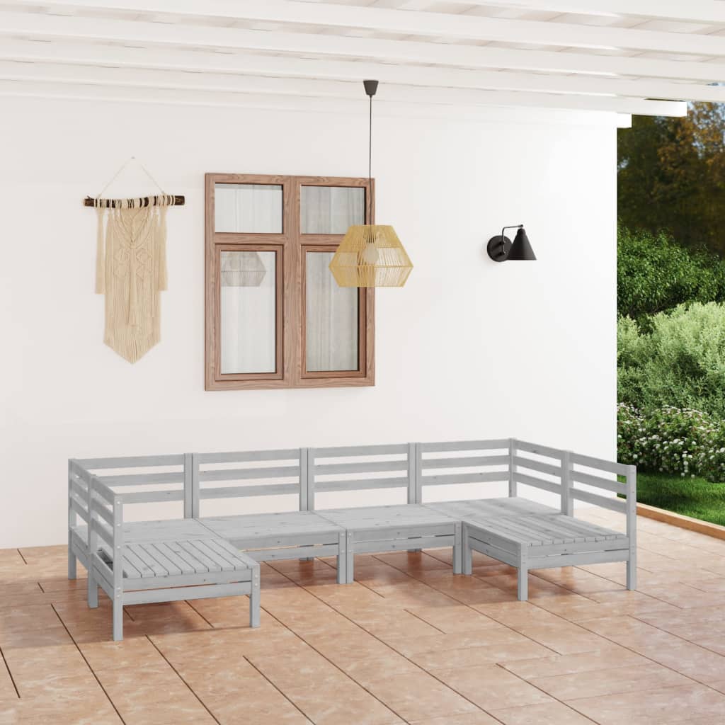 6 Pcs conjunto lounge de jardim pinho maciço branco