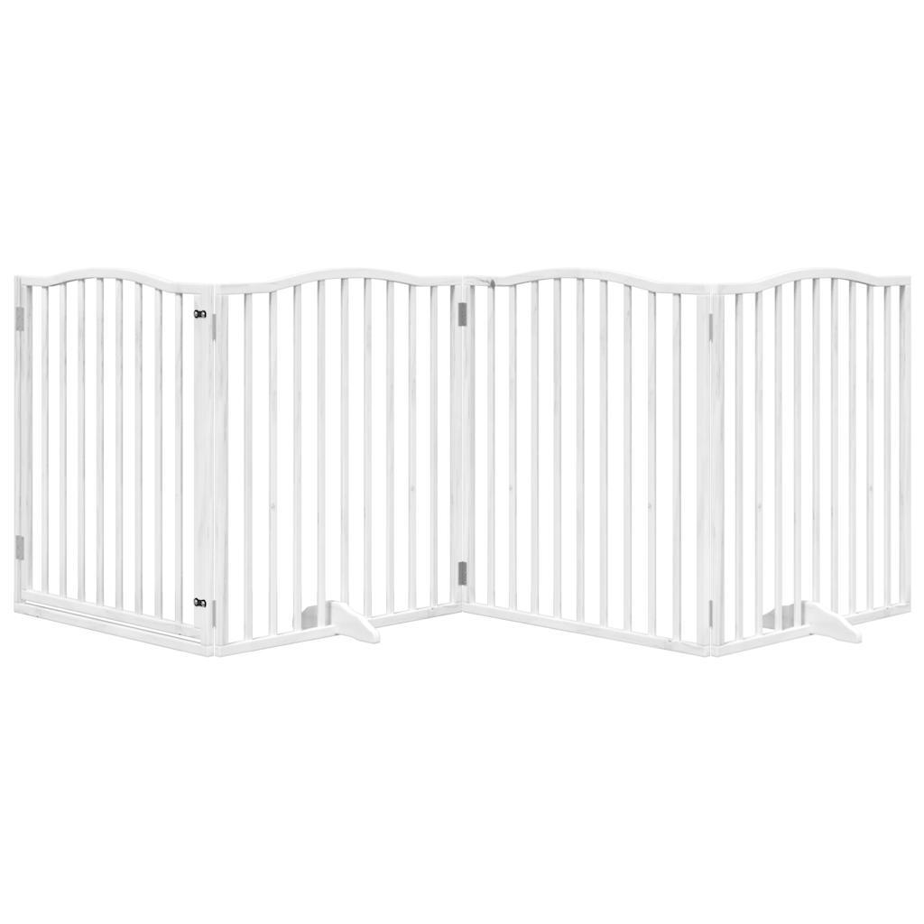 Portão p/ cães com porta dobrável 4 painéis 320 cm álamo branco