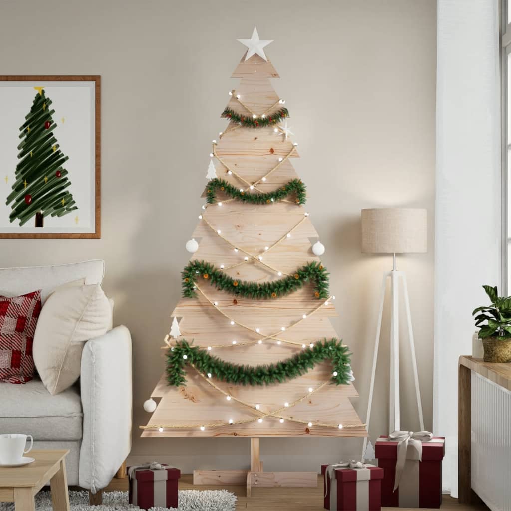 Árvore de natal decorativa 180 cm madeira de pinho maciça