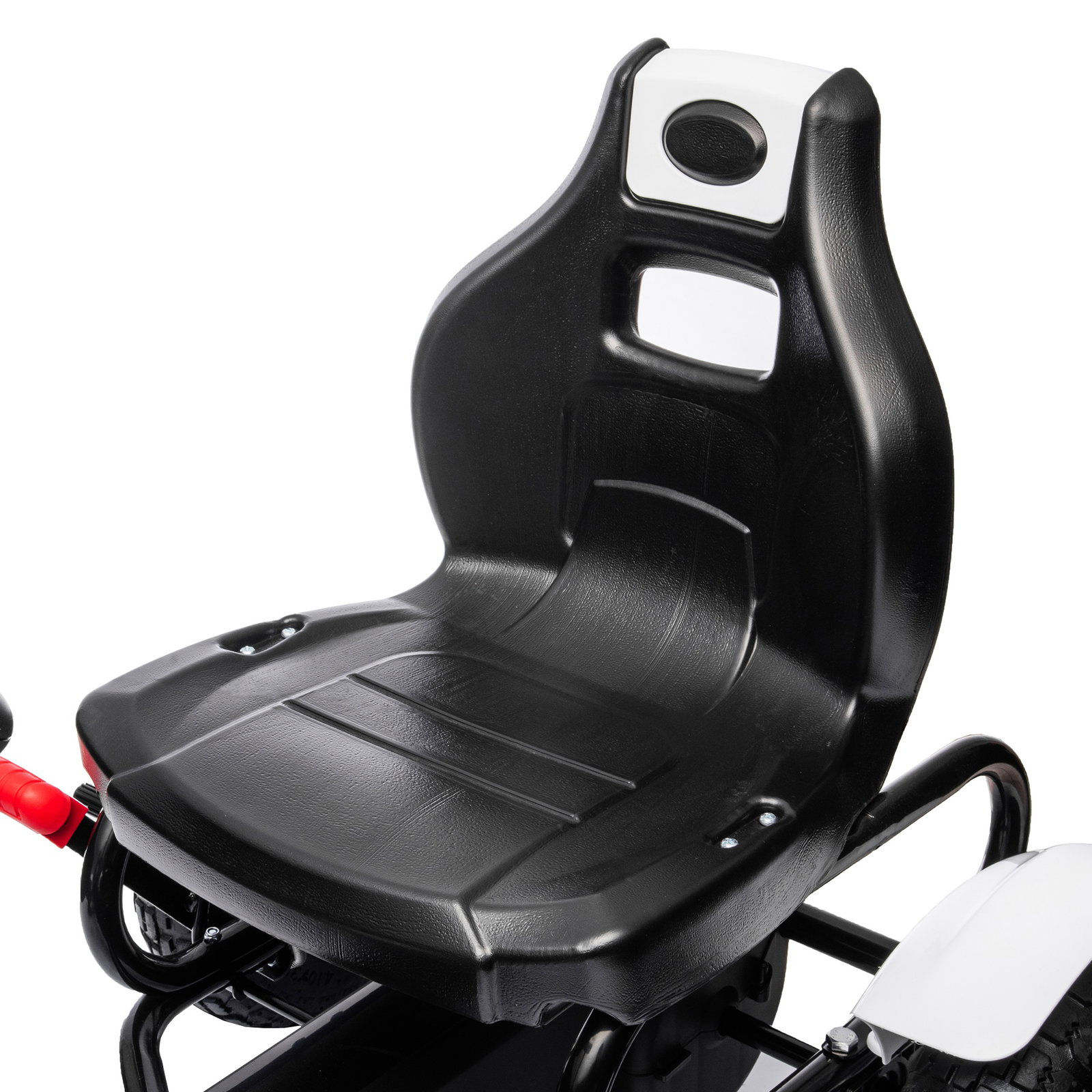 Kart a pedais para crianças com assento ajustável pneus de goma travão de mão para crianças de 5-12 anos 121x58x61 cm branco
