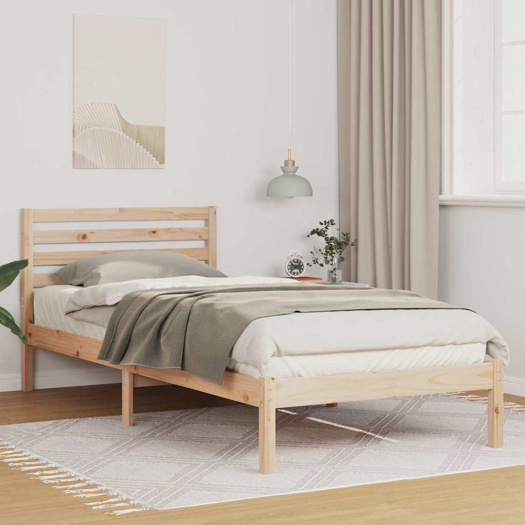 Estrutura da cama com cabeceira castanho 80 x 220 cm