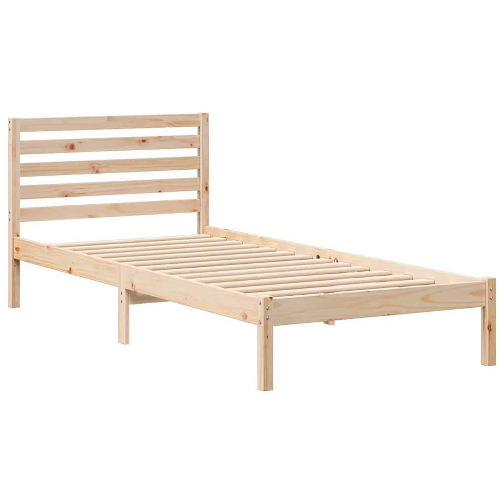 Estrutura da cama com cabeceira castanho 80 x 220 cm