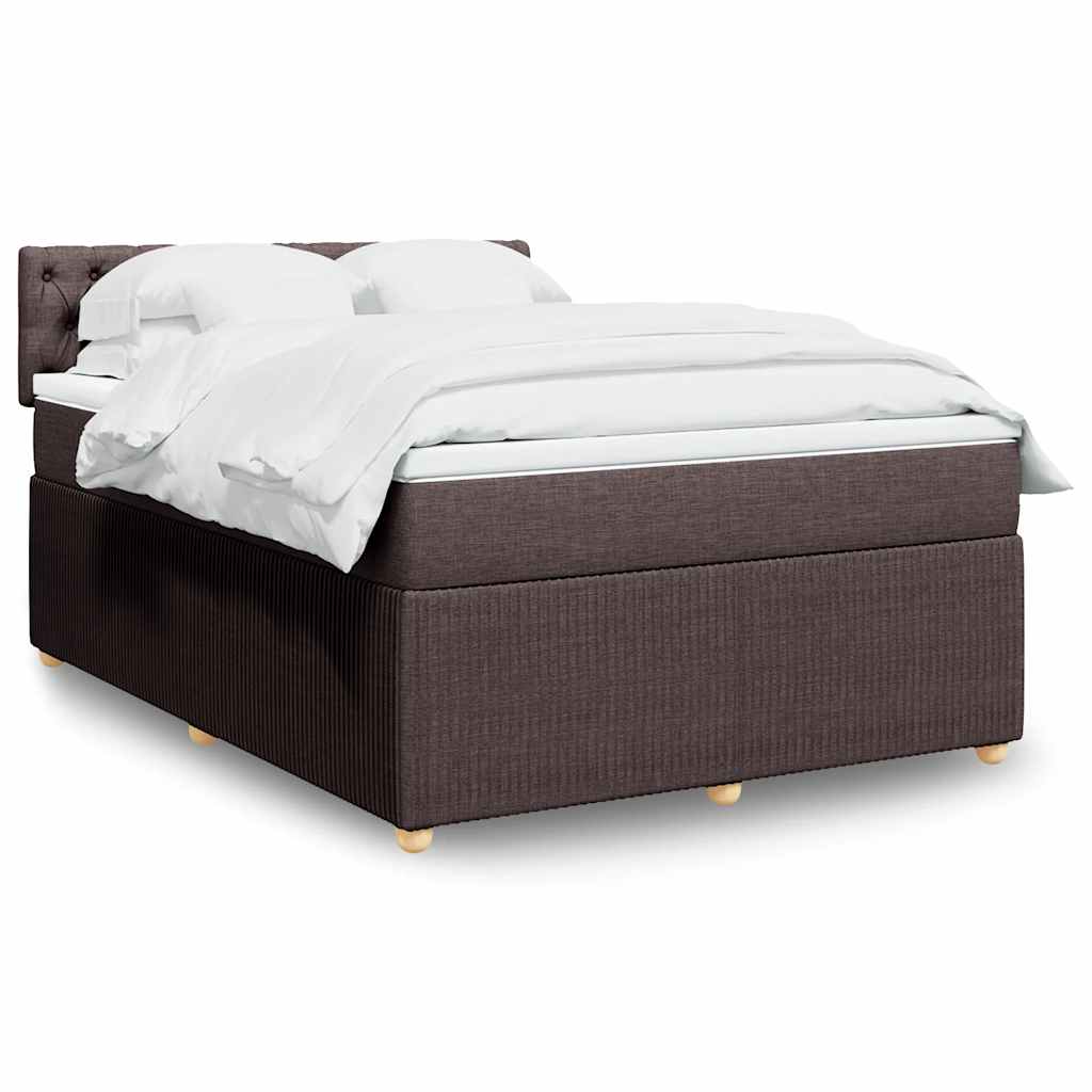 Cama com molas/colchão 140x190 cm tecido castanho-escuro