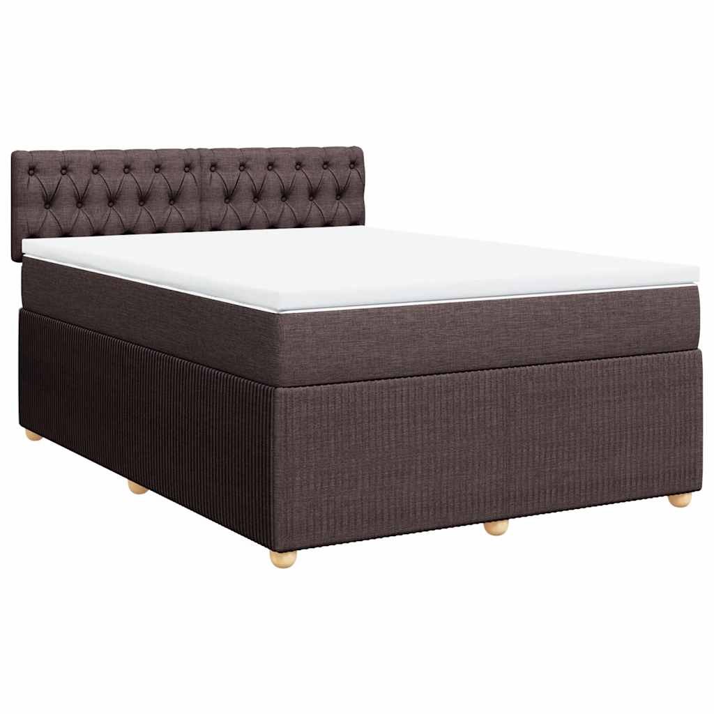 Cama com molas/colchão 140x190 cm tecido castanho-escuro