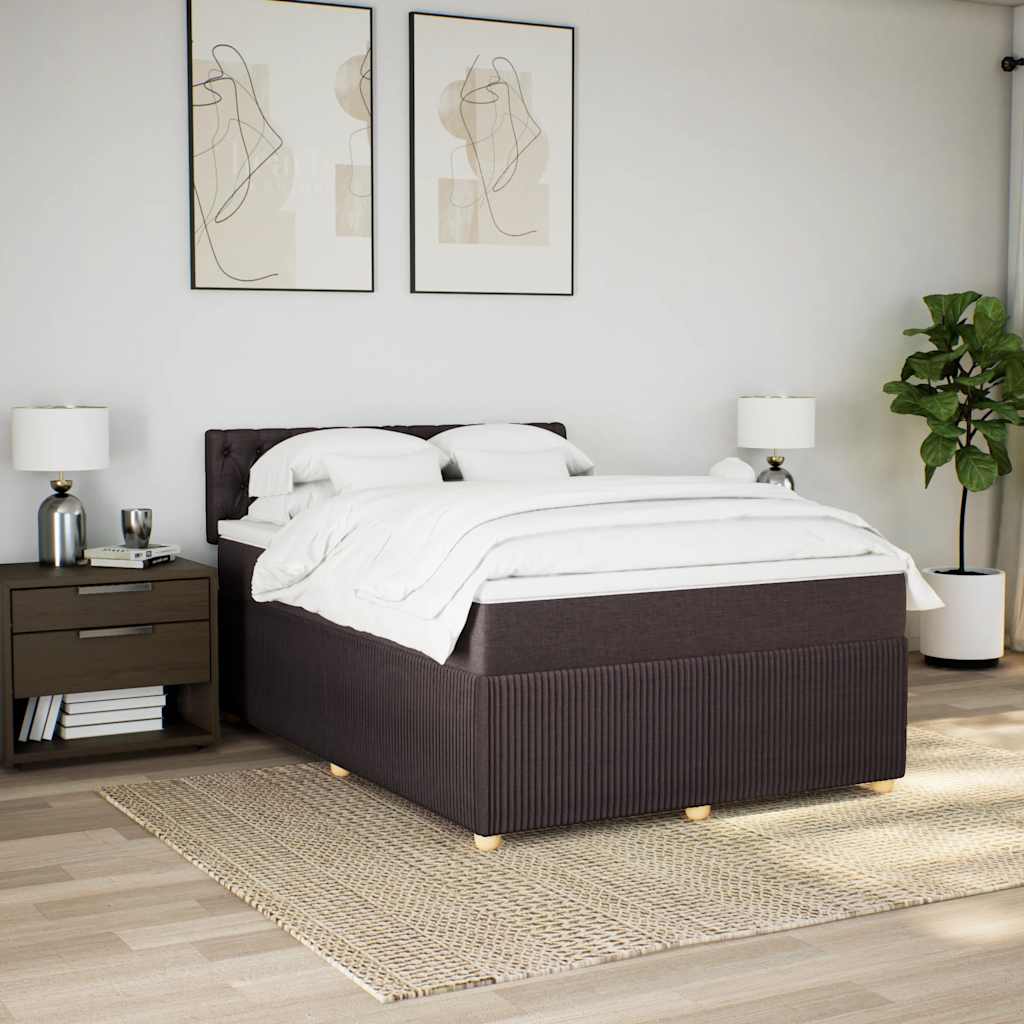 Cama com molas/colchão 140x190 cm tecido castanho-escuro