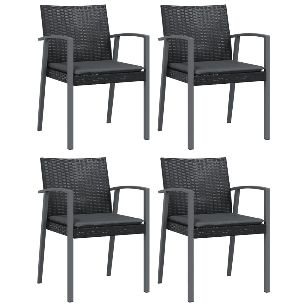 5 Pcs conjunto de jantar p/ jardim c/ almofadões vime PE e aço