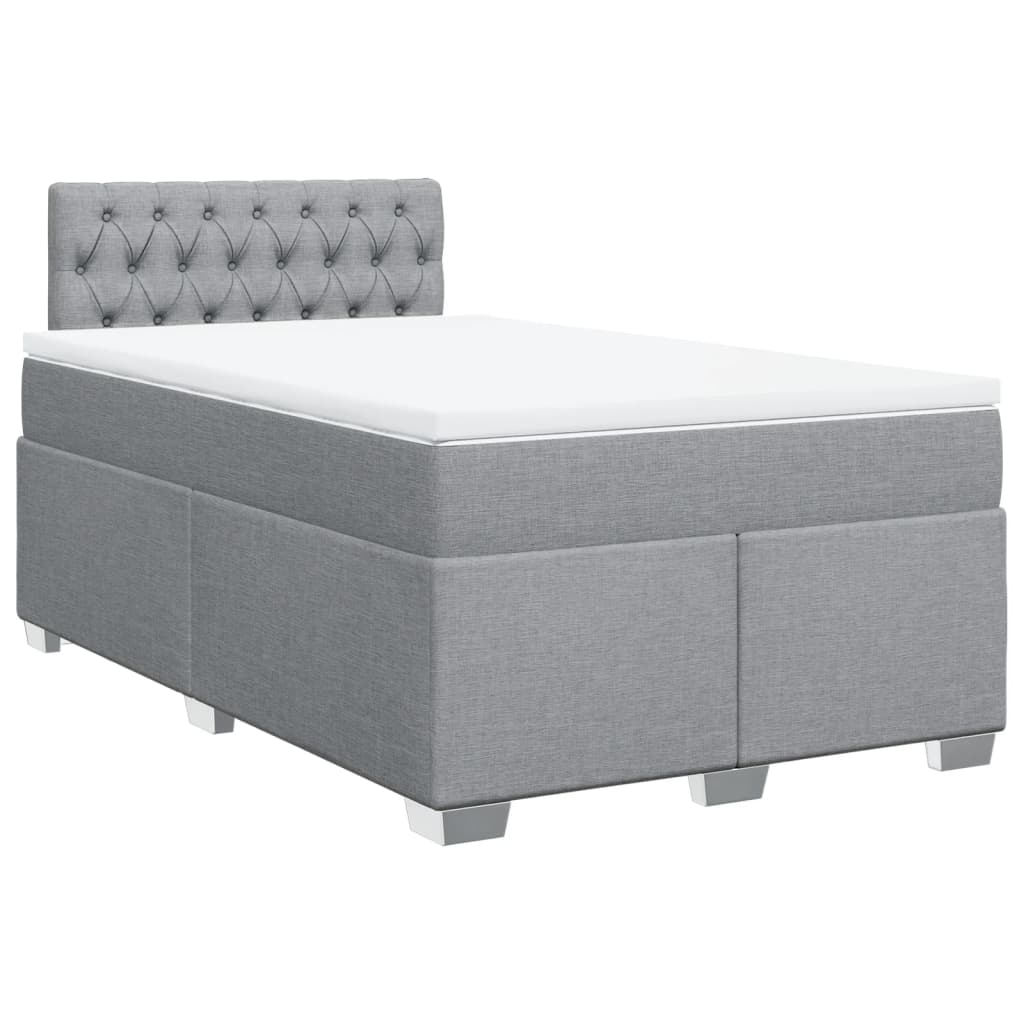 Cama com molas/colchão 120x200 cm tecido cinza-claro
