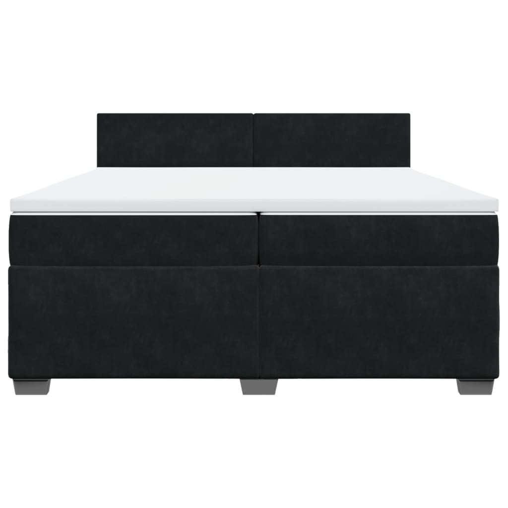 Cama com molas/colchão 200x200 cm veludo preto