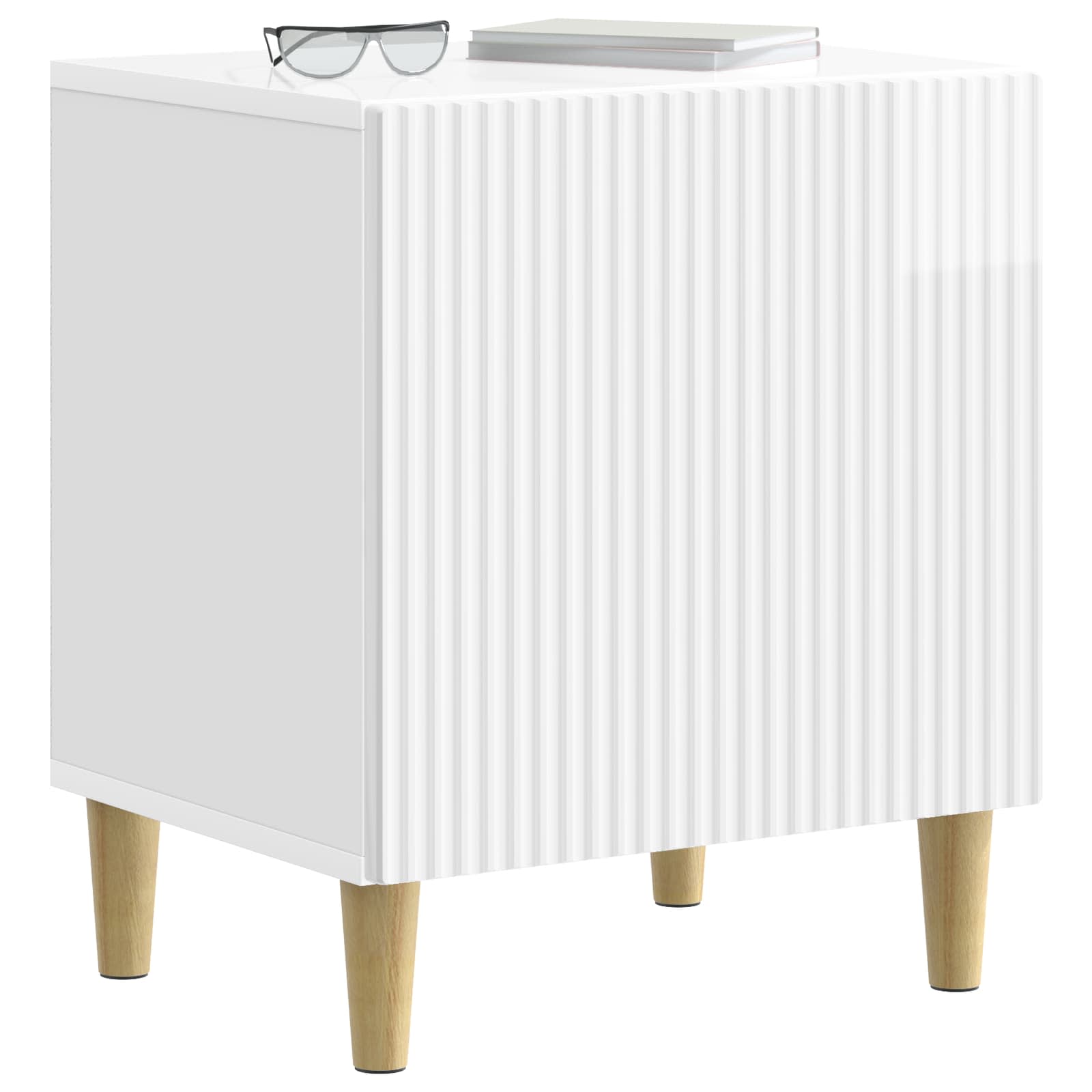 Armário de cabeceira branco brilhante 43 x 34,5 x 50 cm