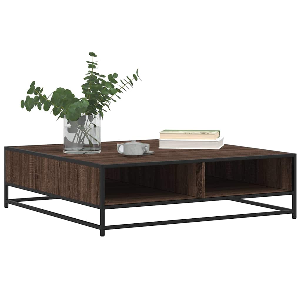 Mesa de centro derivados de madeira e metal carvalho castanho