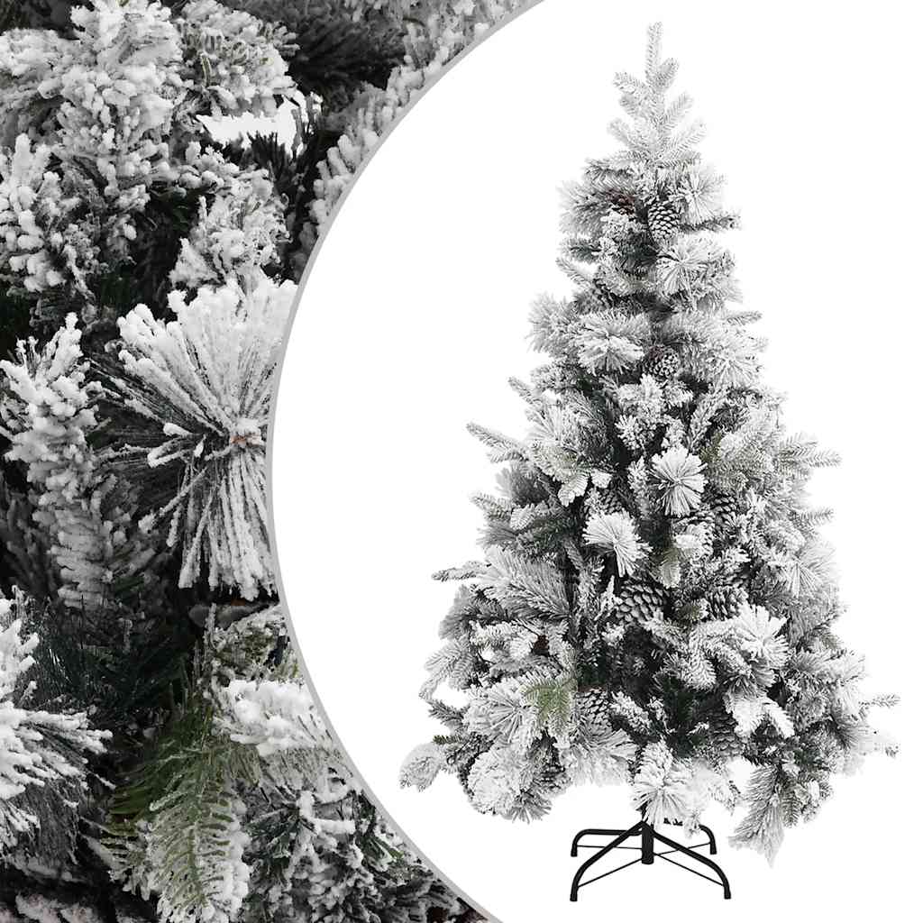 Árvore de natal c/ flocos de neve e pinhas 195 cm PVC e PE
