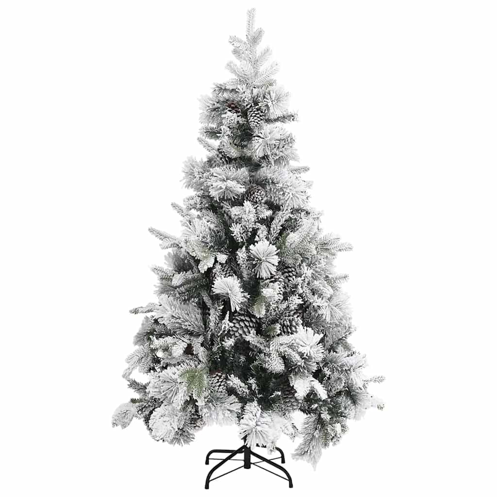 Árvore de natal c/ flocos de neve e pinhas 195 cm PVC e PE