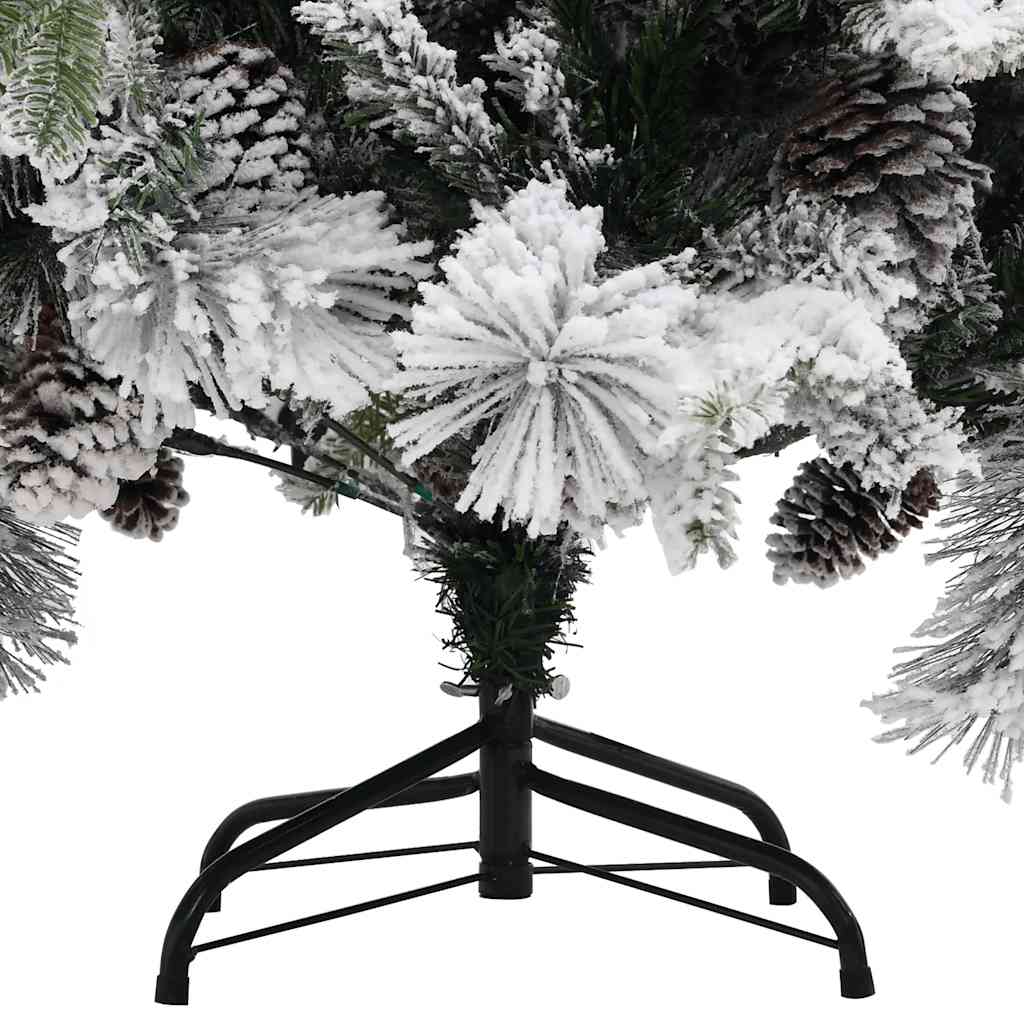 Árvore de natal c/ flocos de neve e pinhas 195 cm PVC e PE