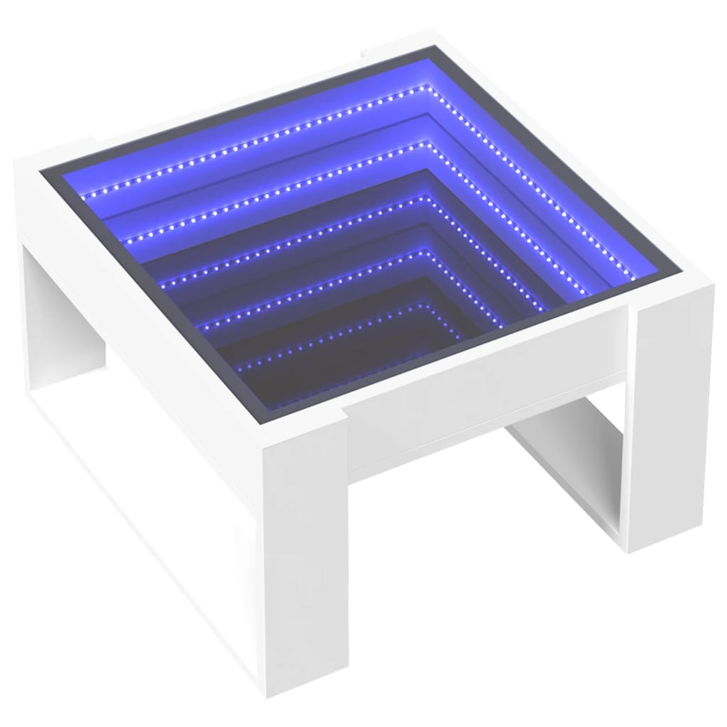 Mesa de centro luzes LED infinity 50x53x30 cm branco