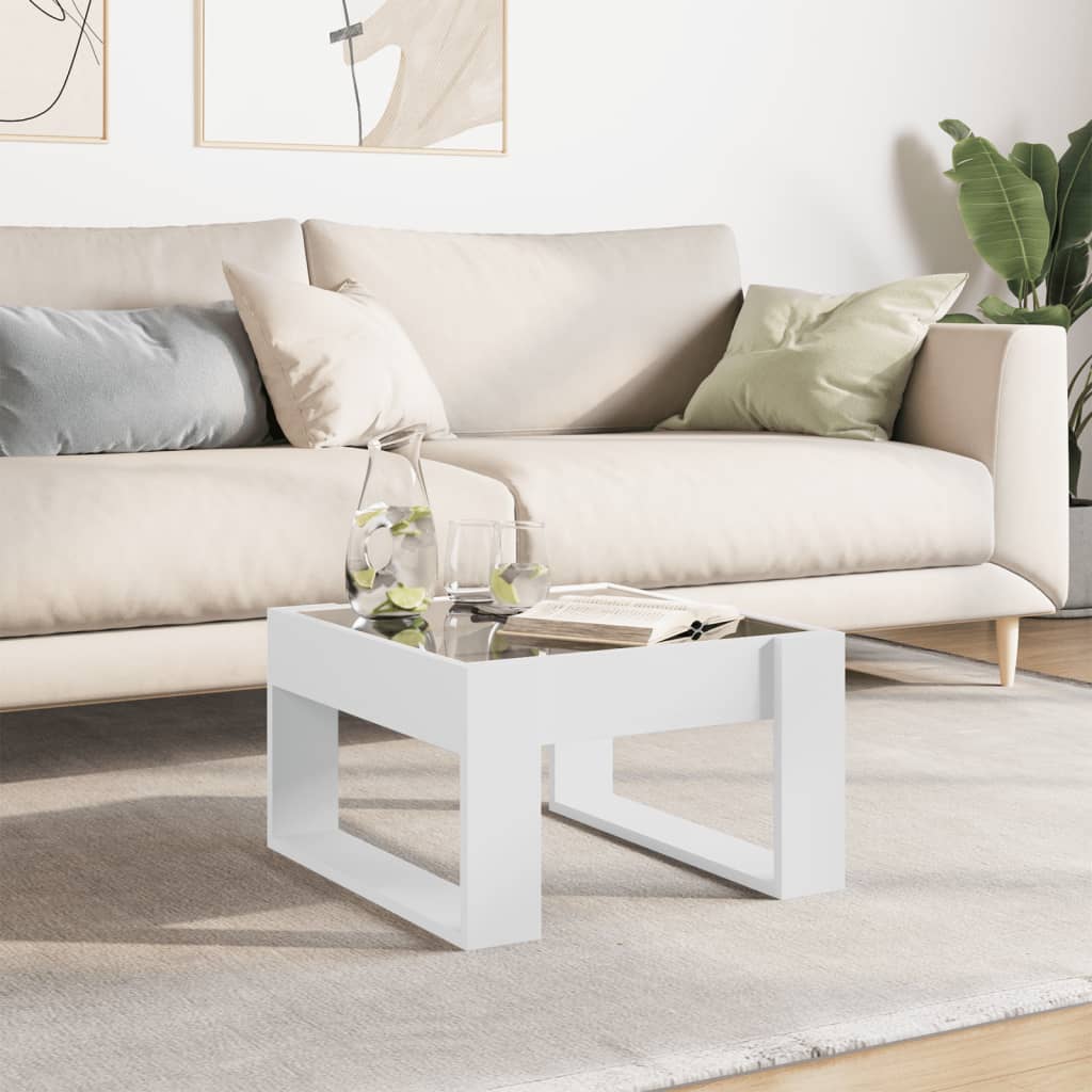 Mesa de centro luzes LED infinity 50x53x30 cm branco