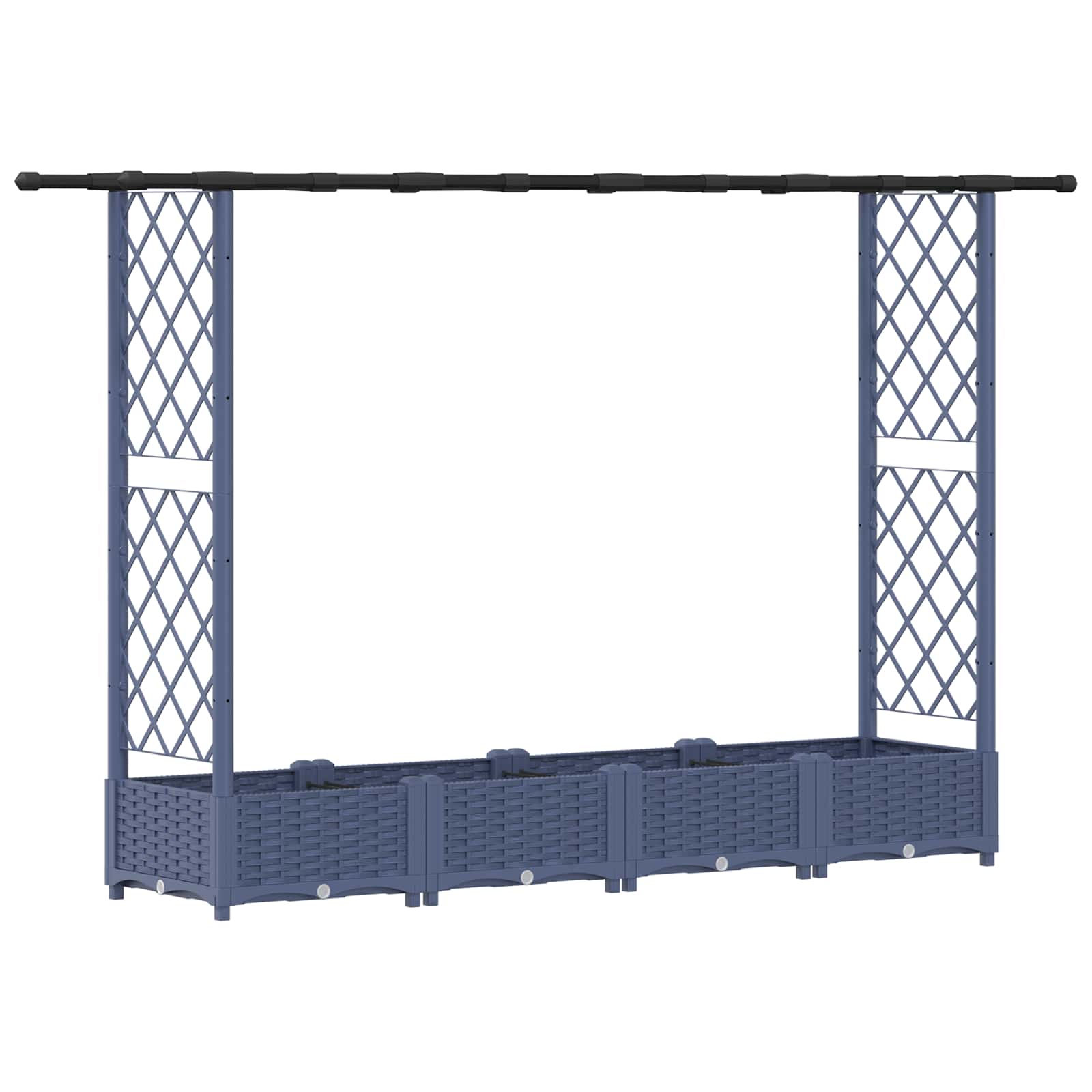 Cama elevada com treliça e telhado cinzento 203 x 40 x 121 cm