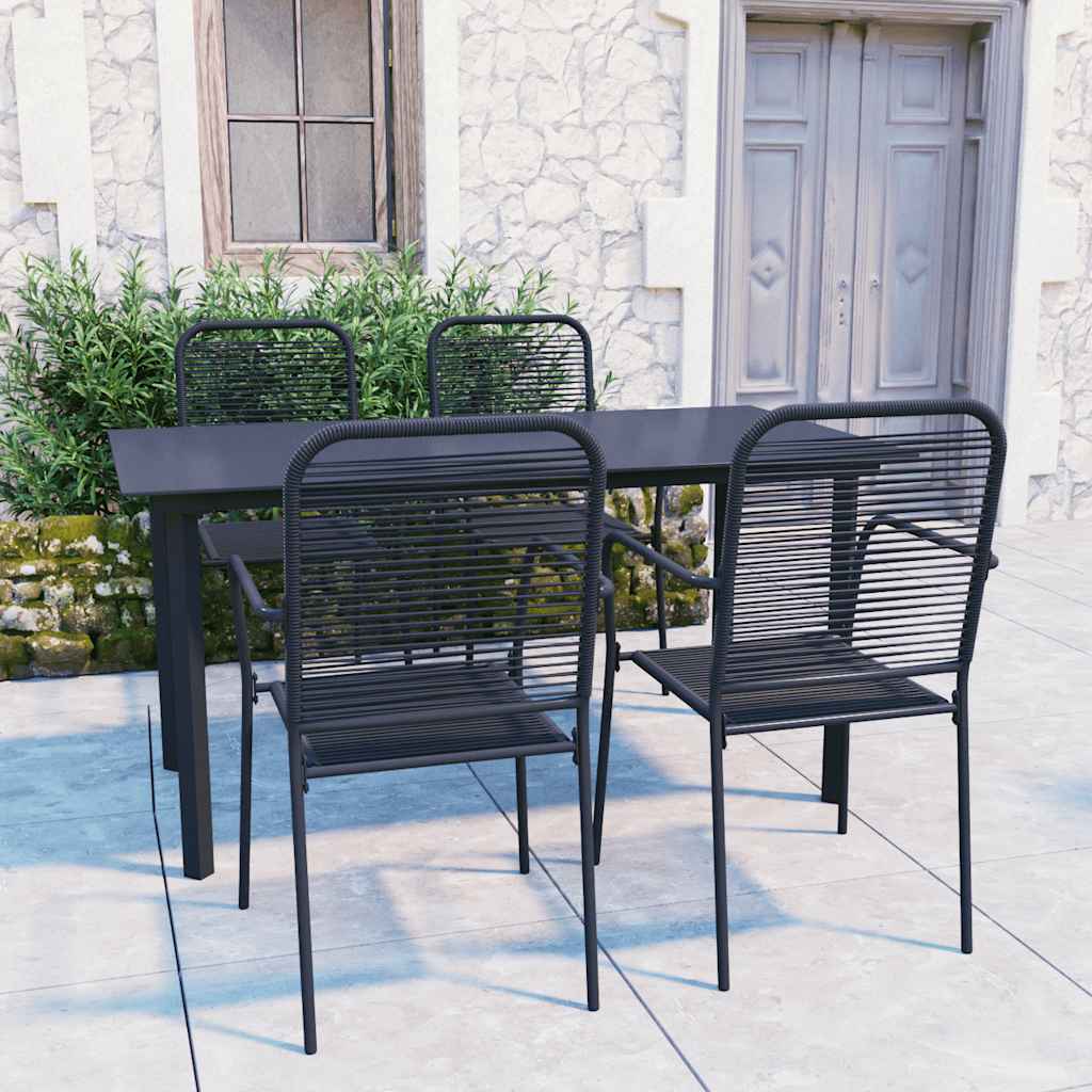 5 Pcs conjunto de jantar para jardim vidro e aço preto