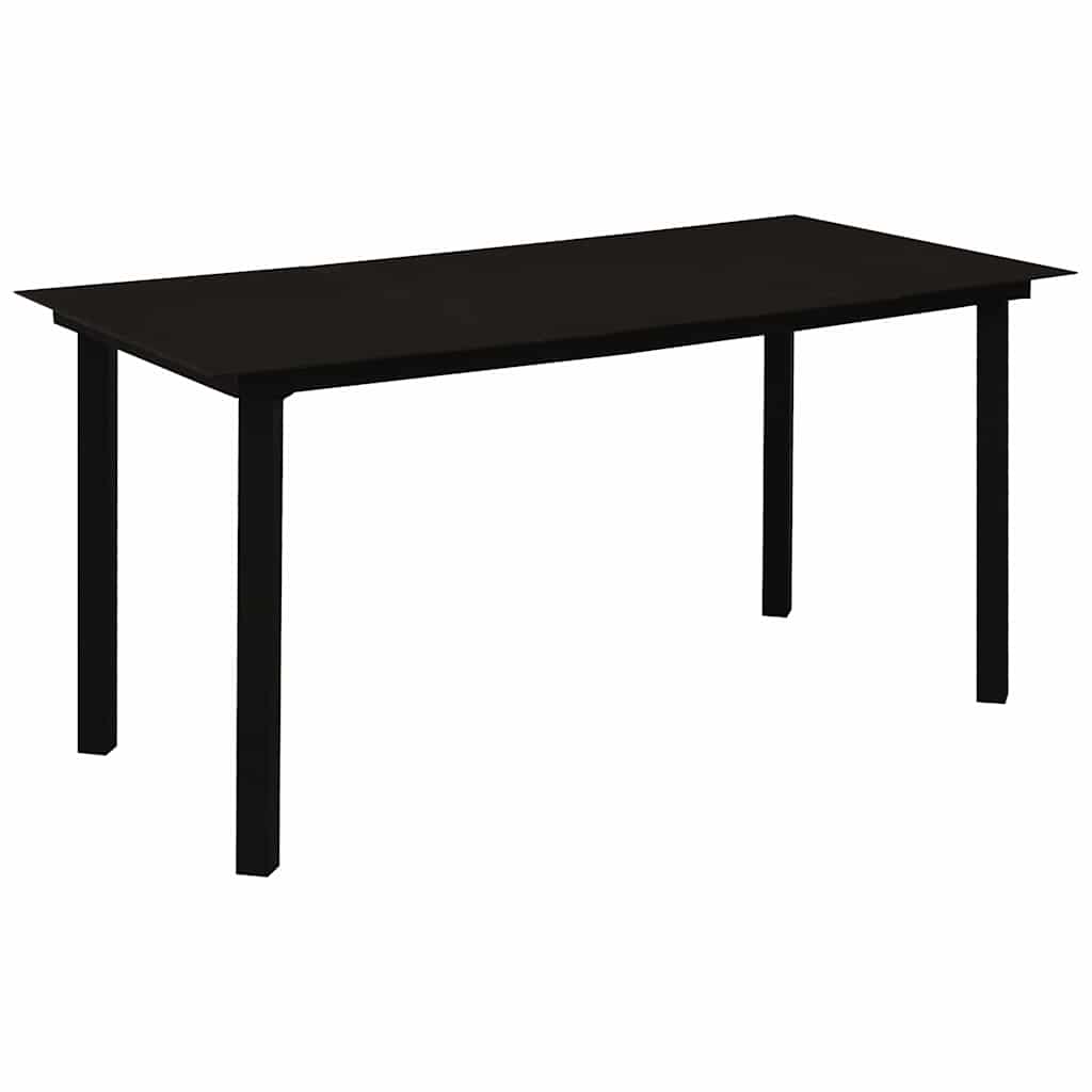 5 Pcs conjunto de jantar para jardim vidro e aço preto