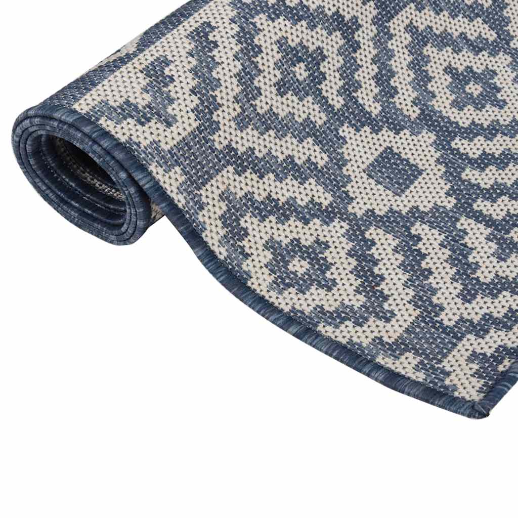 Tapete de tecido plano para exterior 160x230 cm riscas azuis
