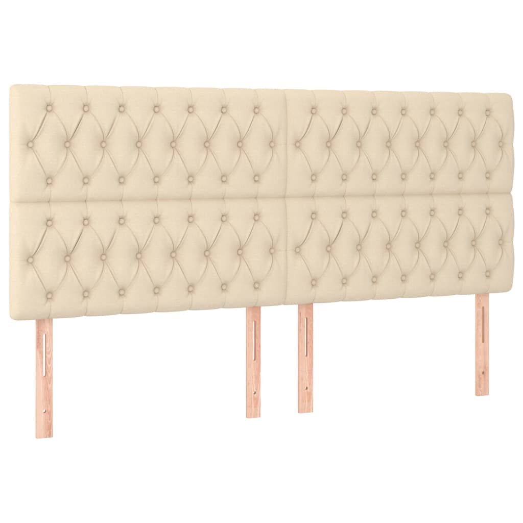 Cabeceira cama c/ luzes LED tecido 180x7x118/128 cm cor creme