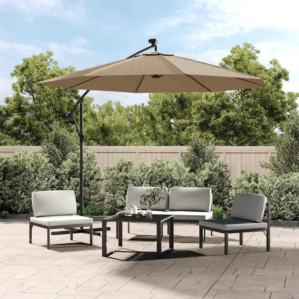 Tecido de reposição para guarda-sol cantilever cinza-claro 350 cm