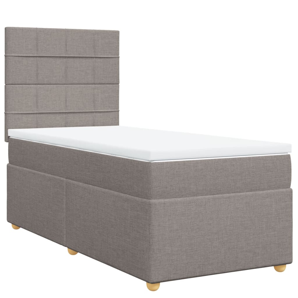 Cama com molas/colchão 100x200 cm tecido cinza-acastanhado