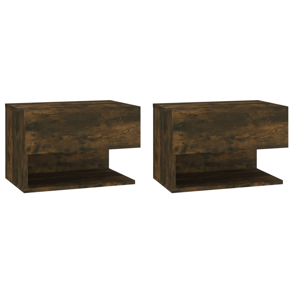 Mesas de cabeceira montagem na parede 2 pcs carvalho fumado