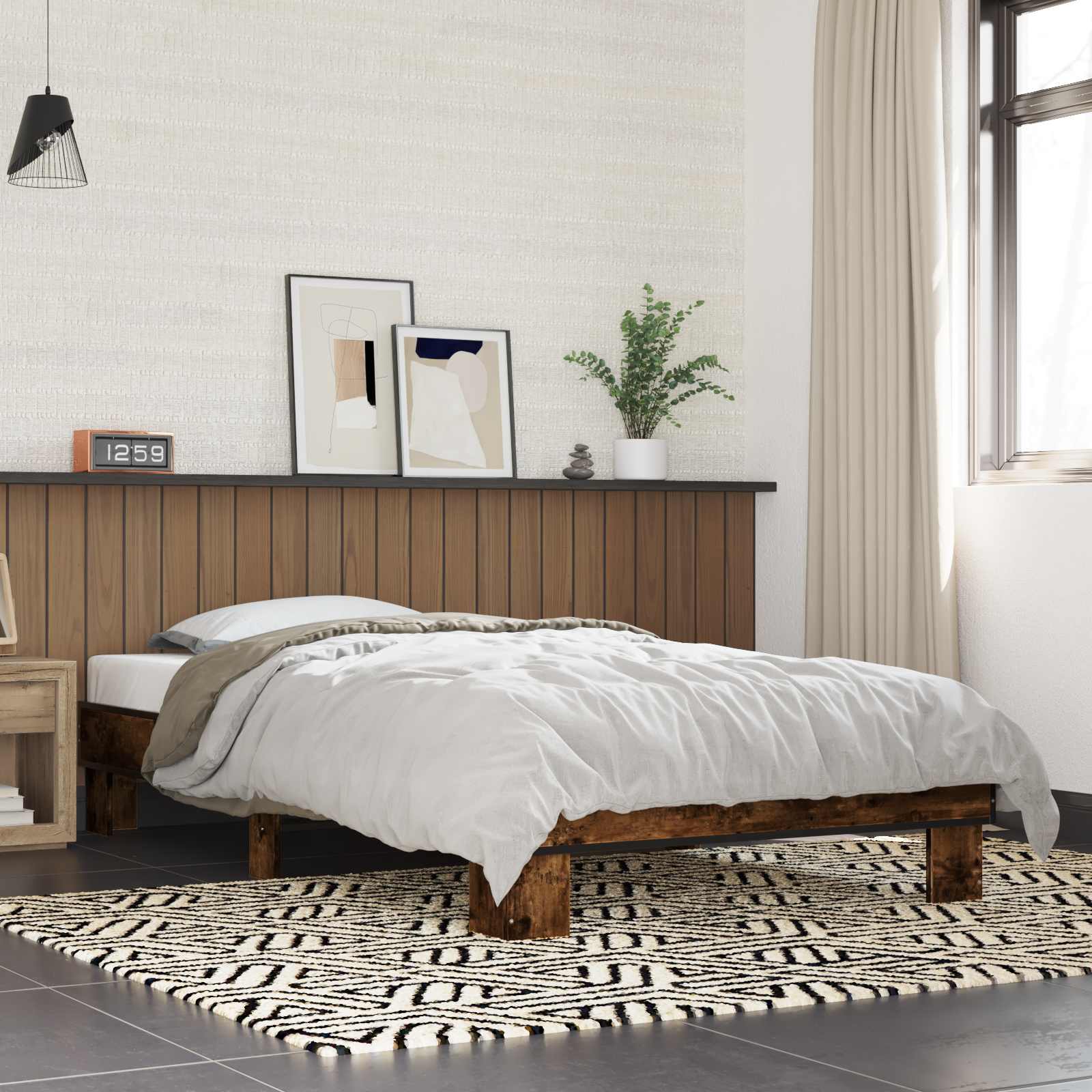 Estrutura da cama carvalho fumado 80 x 200 cm