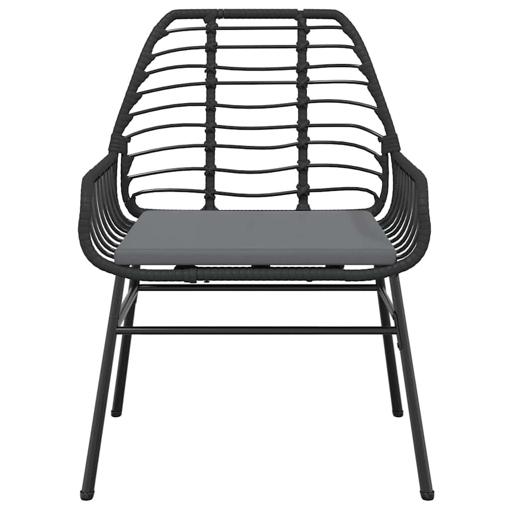 Conjunto de jantar jardim 5 peças almofadas vidro vime PE preto