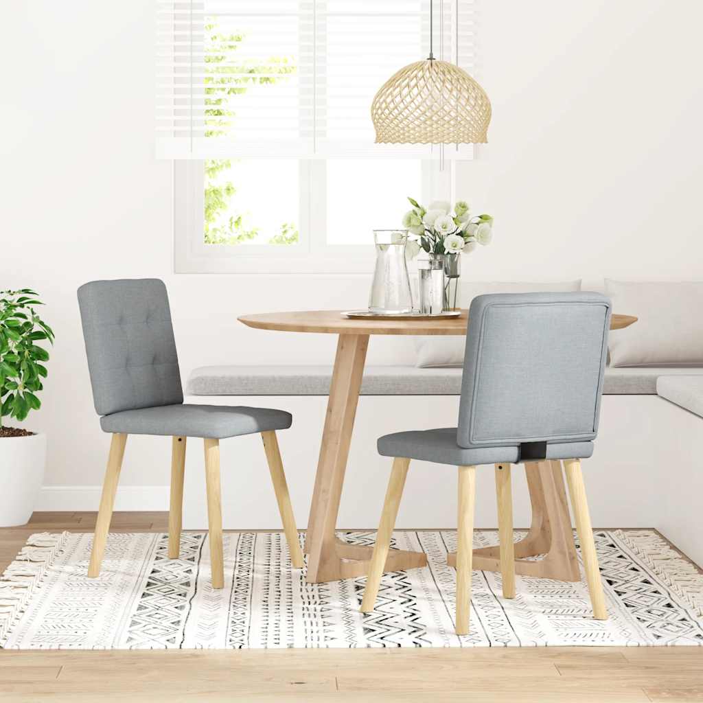 Cadeiras de jantar 2 pcs tecido cinzento-claro