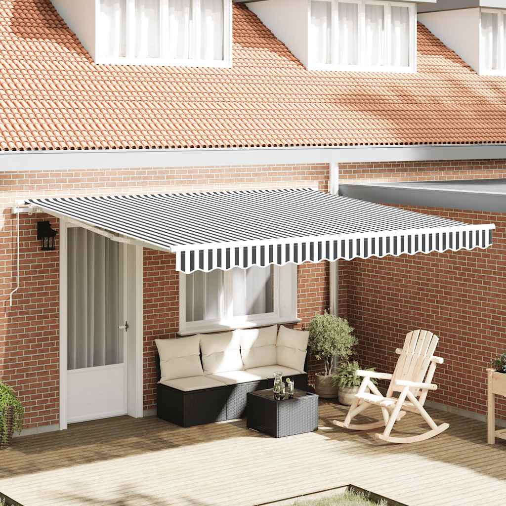 Toldo retrátil manual 400x300 cm antracite e branco
