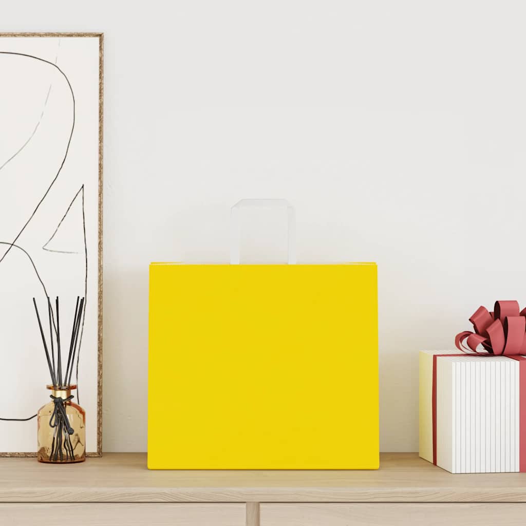 Sacos de papel 250 unid com alças amarelo 32x22x28 cm
