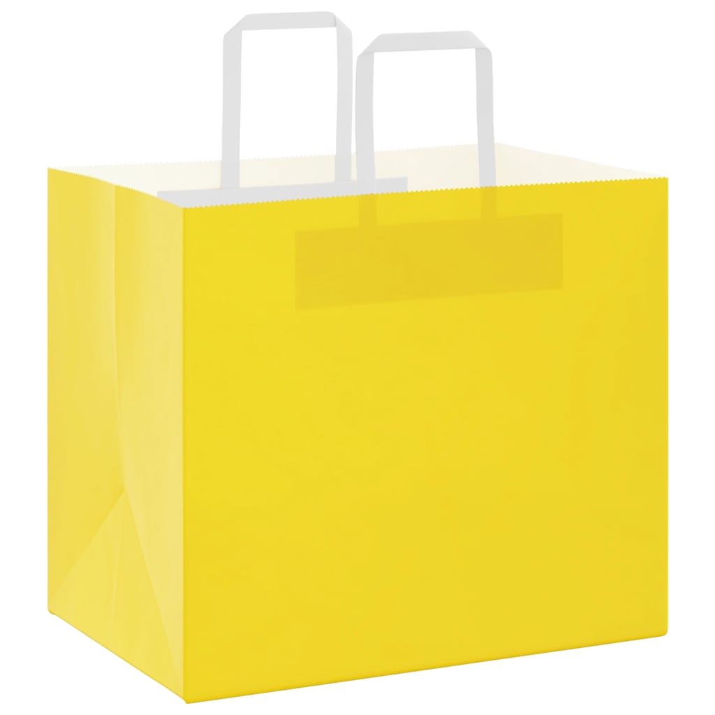 Sacos de papel 250 unid com alças amarelo 32x22x28 cm