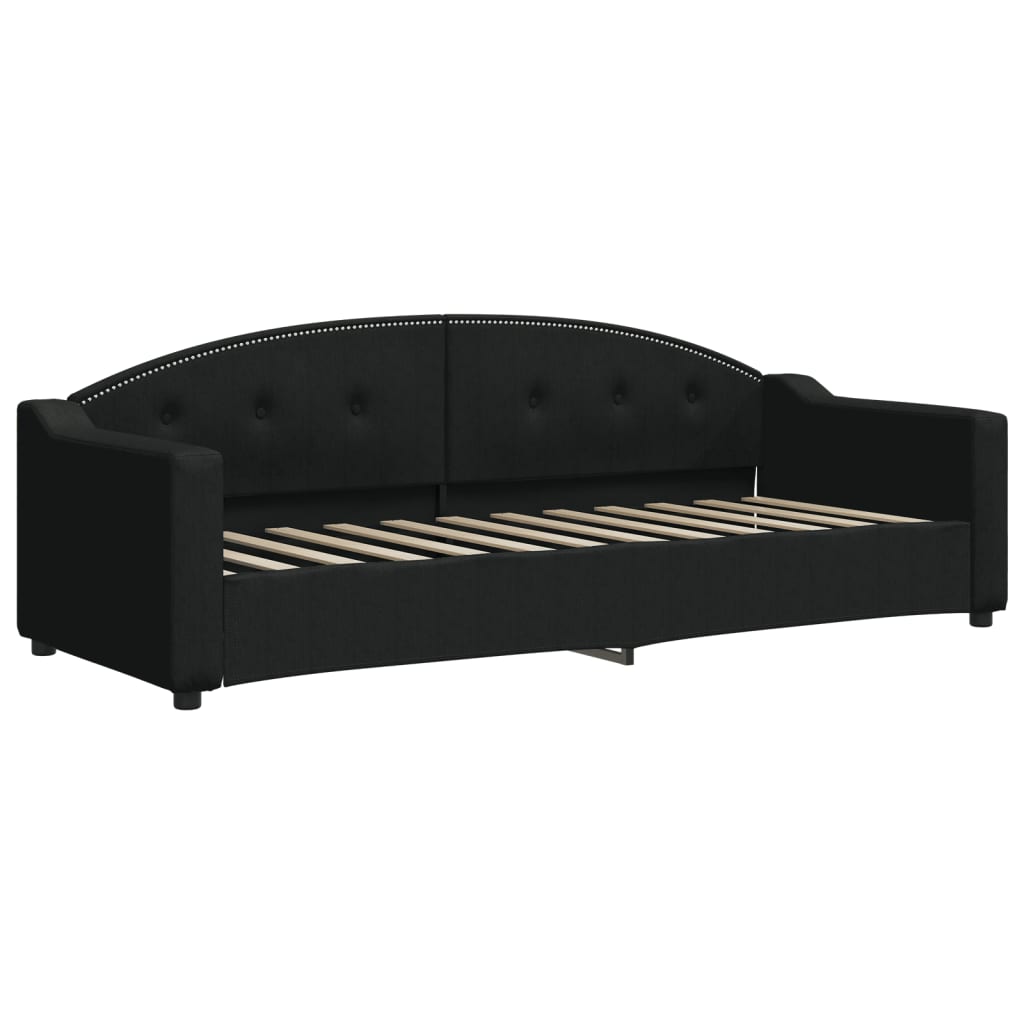 Sofá-cama com gavetão e gavetas 80x200 cm tecido preto