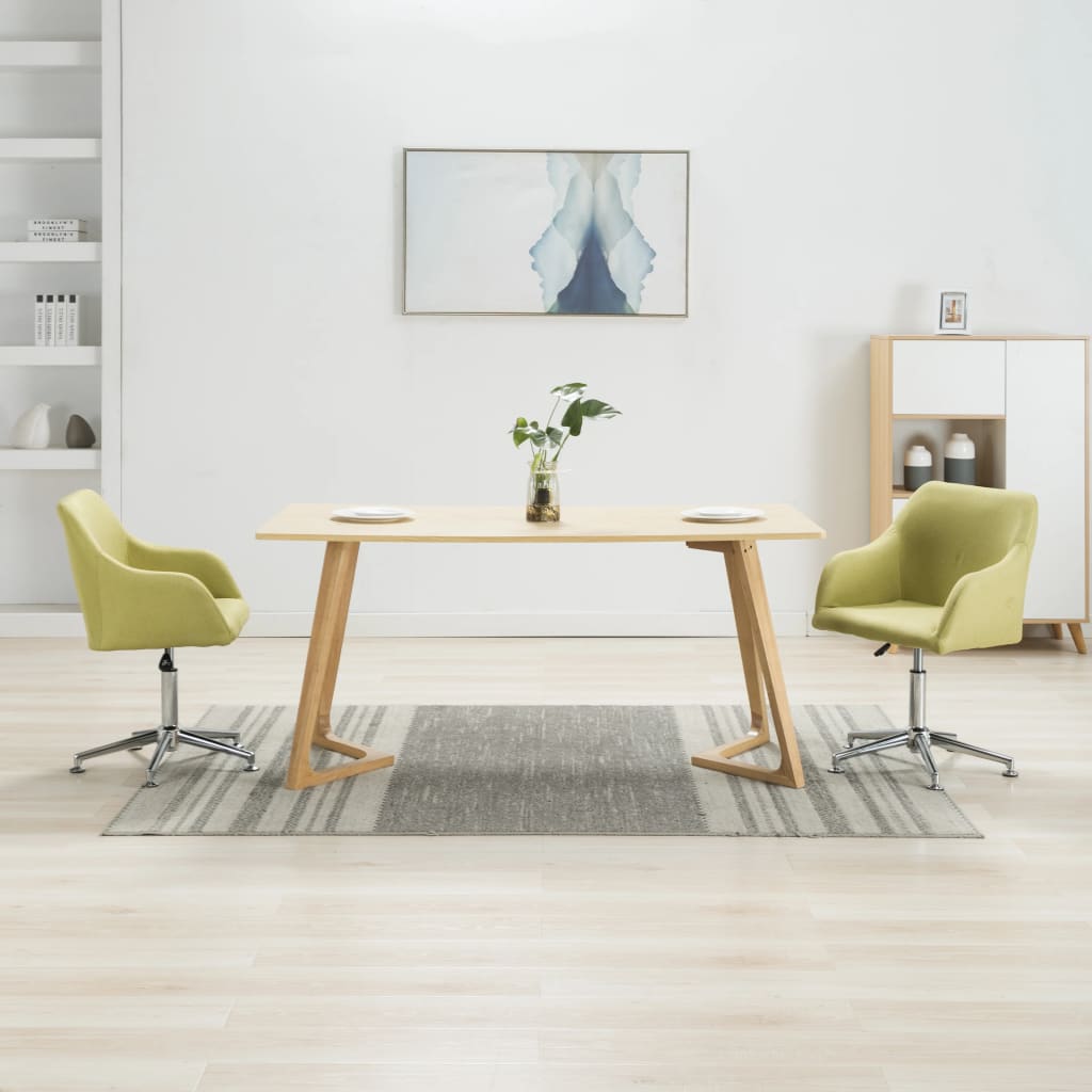Cadeiras de jantar giratórias 2 pcs tecido verde